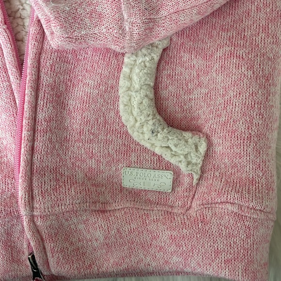 Faux Fur Lined Fleece Zip-up Sweater Jacket for Girls, size 7/8 US Polo Assn - Picture 3 of 6